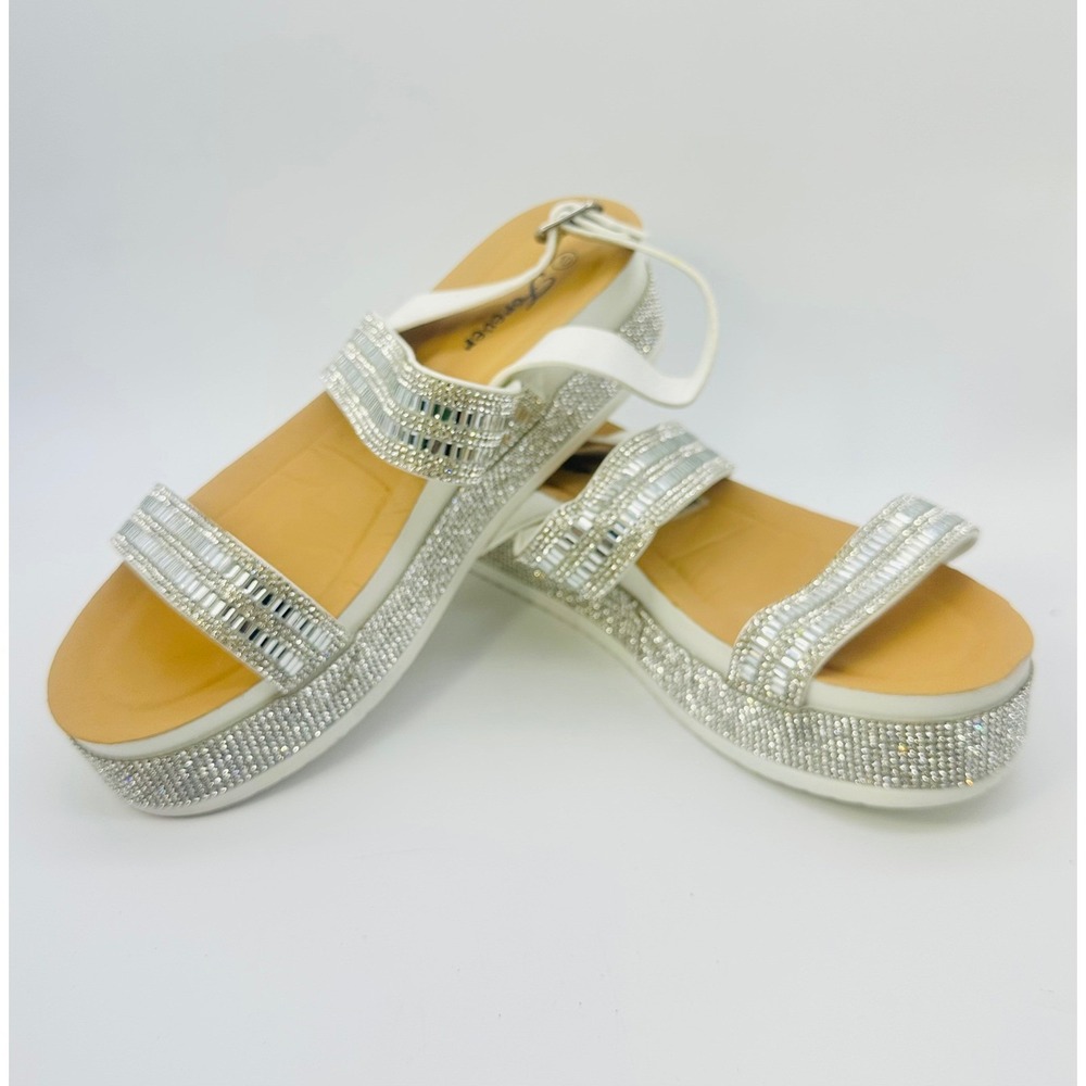 Forever AJOLLA-40 White Rhinestone Platform Sandals Womens Size 10 Sparkly